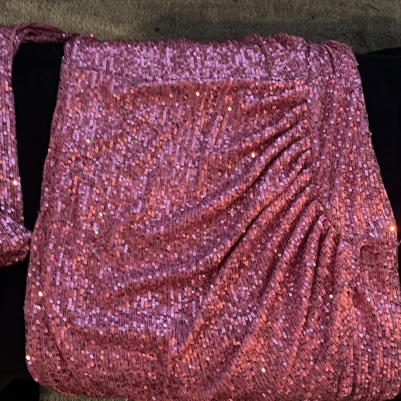 Pink Sequin One Shoulder Fashionova Dress - Picture 3 of 3